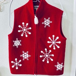LISA Red Boiled Wool Christmas Sweater Vest Women’s Small